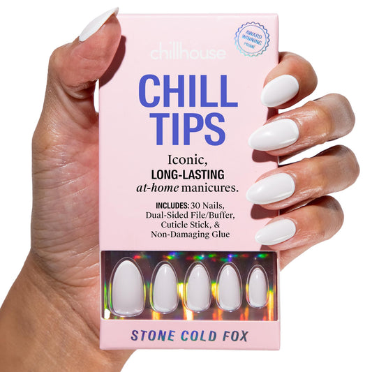 Chillhouse - Chill Tips, Press on Nails Kit - Stone Cold Fox (Almond) - 30 Nail Shapes & Sizes - Up to 2 Weeks of Wear - Customizable Fit - Reusable - Latina Founded & Women Owned - Beauty & Self Care