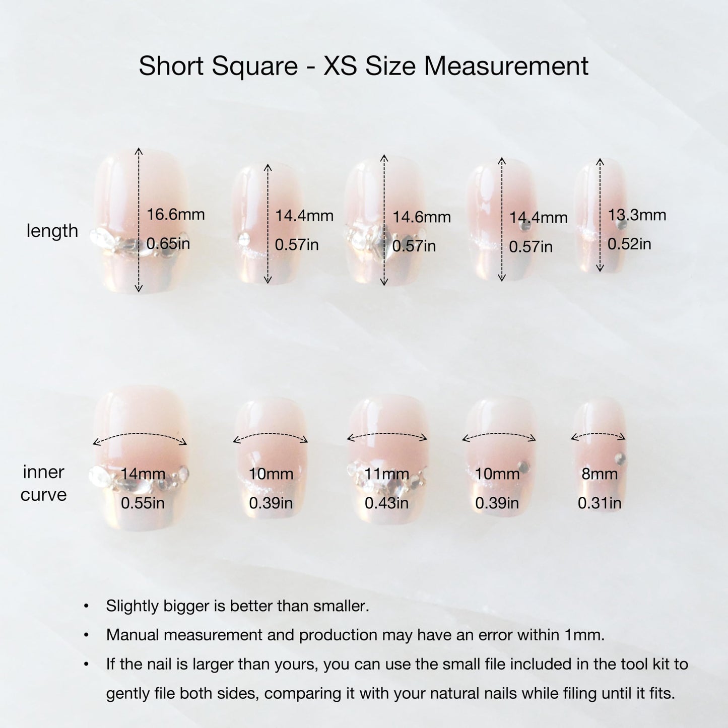 [GLORS] Purely Handmade Press On Nails | Moon Dream - French-style Pink Nail Tips with Diamond | Salon Quality Fake False Nails in Short Square 10 pieces (XS, SS)