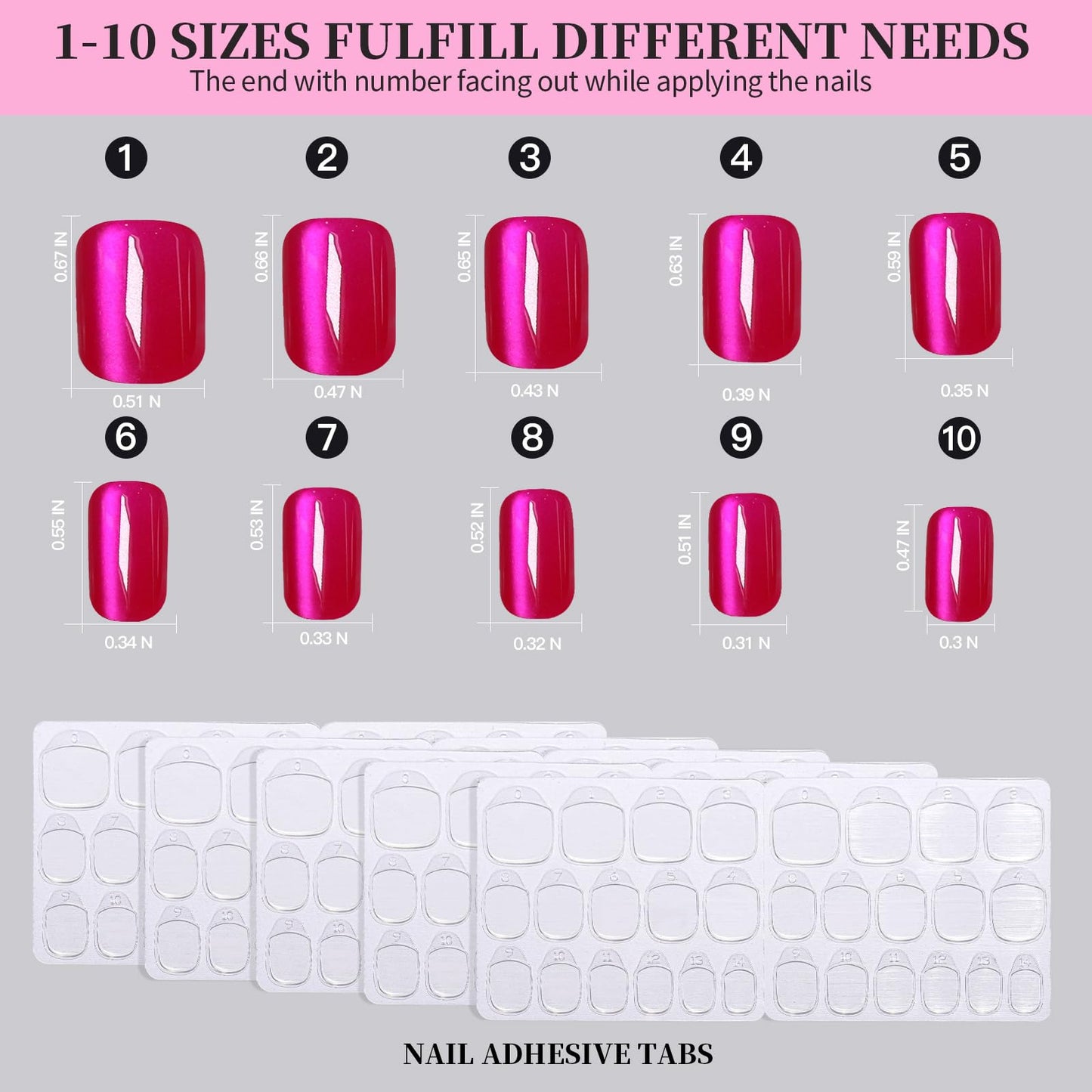 FANDAMEI Press on Nails, 6 Colors Press on Nails Short, Glossy Cat Eye Nails Short Square, Natural Fake Nails for Women, with Adhesive Tabs