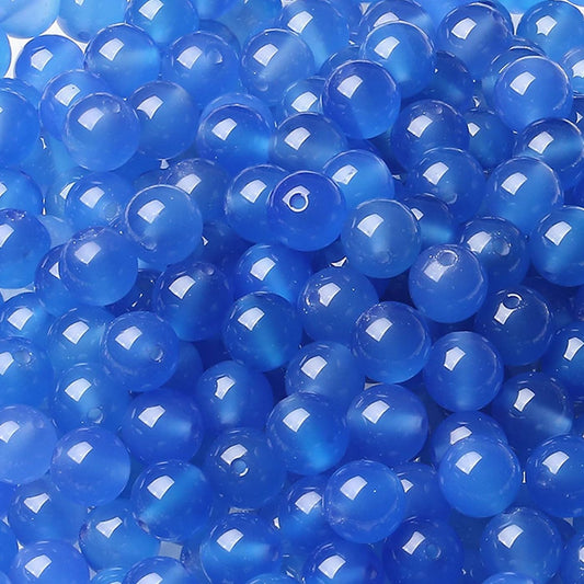 LAIDANLA Blue Agate 8mm Natural Stone Beads Round Loose Gemstone Stone Beads for DIY Bracelet Necklace Earrings Jewelry Making Polishing Beading 96PCS 2 Strand 32"