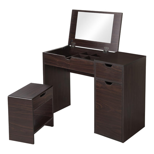 24/7 Shop at Home Frega Bedroom Vanity Set, Walnut