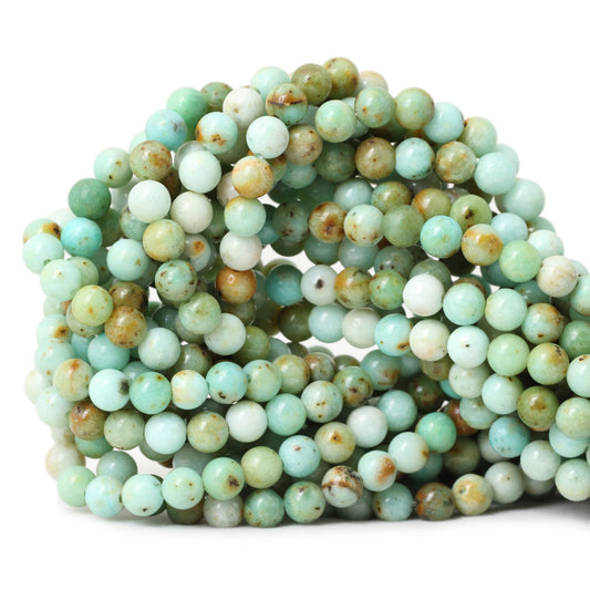 CHEAVIAN 60PCS 6mm Natural Mongolian Turquoise Stone Round Loose Beads for Jewelry Making 1 Strand 15"