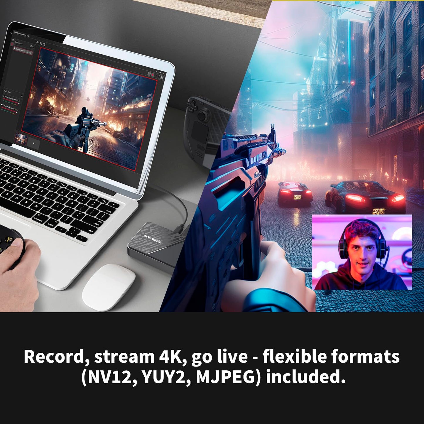 AVerMedia Capture Card for Streaming, 4K60 HDR Passthrough, 1080p60 Video Recording, Ultra-Low Latency Game Streaming for Switch 2, Xbox, PS5, PC on Twitch, OBS, Win11, Mac - StreamLine MINI+ GC311G2