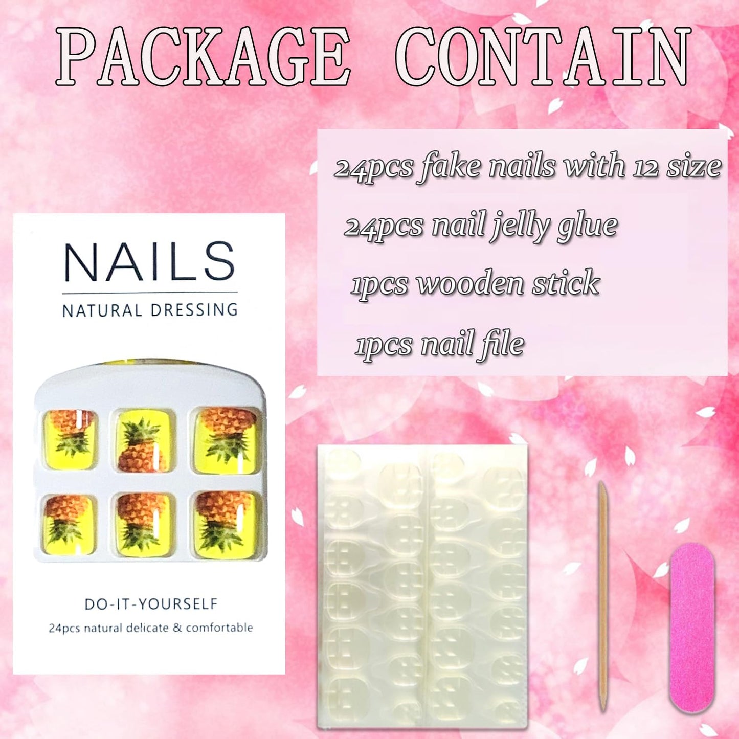 FIEONCIY Press on Toenails with Designs Acrylic Fake Nails for Toe Artificial False Nails with Charms Glue on Toe Nails for Spring Summer Stick on Toenails for Women Girls(Y598)