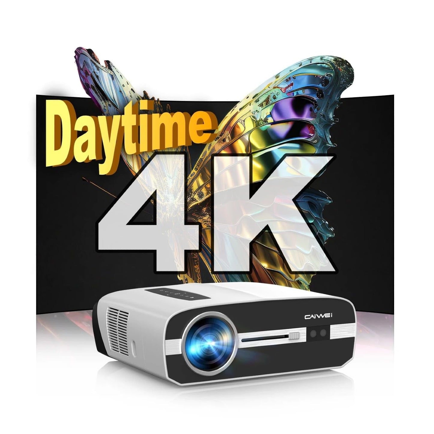 4K Office Smart Projector and Screen Combo – HDR10+ Outdoor Projector AI-AutoFocus, 2000 ANSI Daytime, WiFi6 Bluetooth, 38W DSP Speaker, Android 11, NFC HDMI USB for Dormitory Gaming Art Tracing