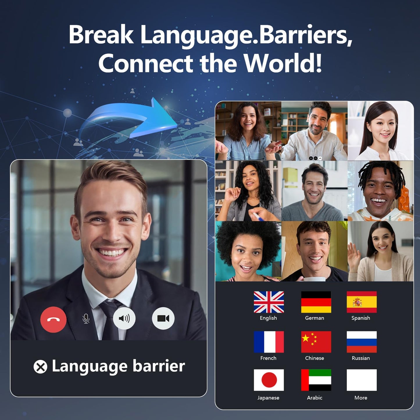 Psadhi AI Translation Earbuds Real Time, LCD Touchscreen Real-Time Translator for 144 Languages & Accents Includes Free Subscription Translation Device Earphones for Travel Business Learning, Black