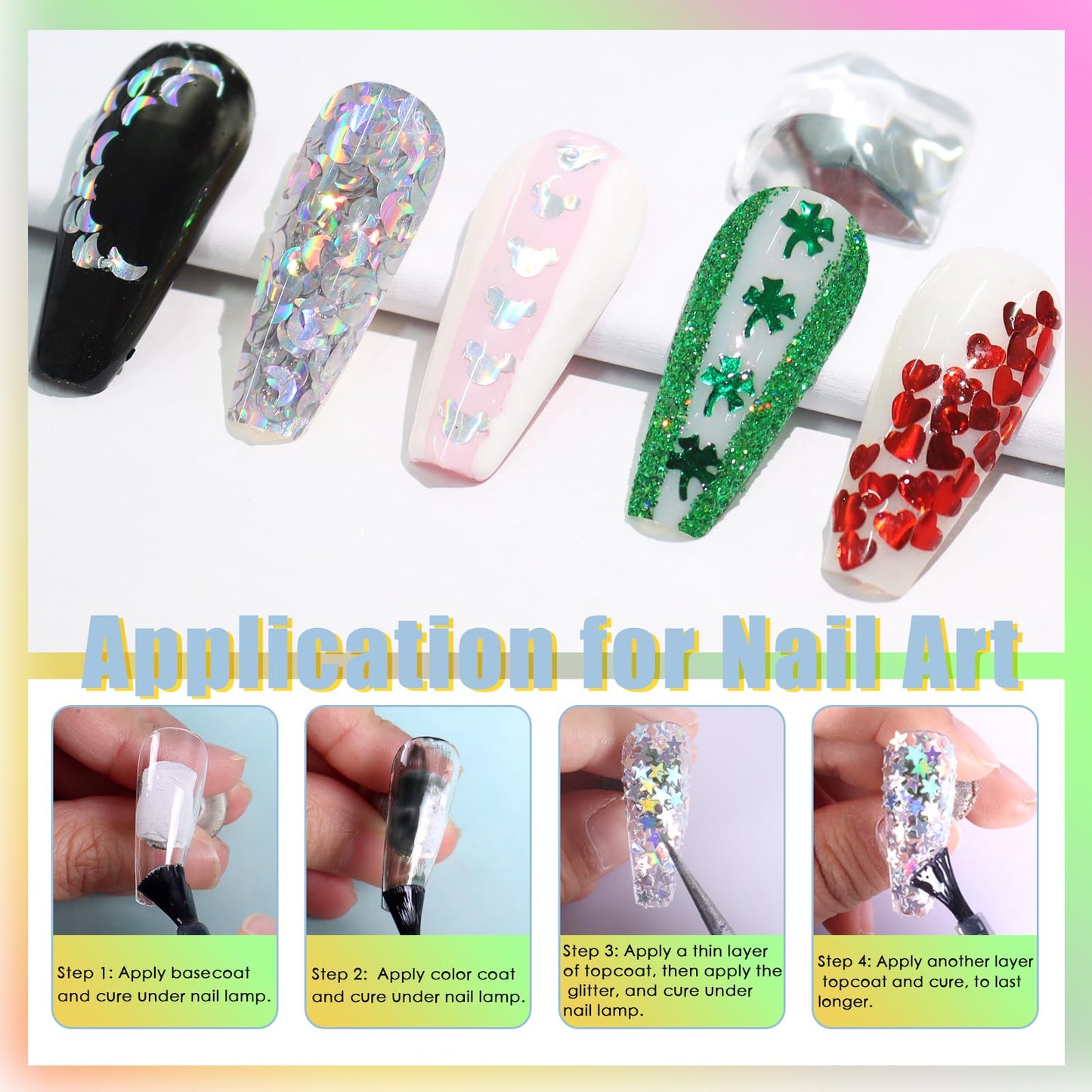 Laza 2g Chunky Glitter for Valentine’s Day Heart Glitter Confetti Nail Charms Holographic Sequins Stickers Sparkle for DIY Crafts Nail Art Decoration Party Face Body Make Up Resin - Laser Red