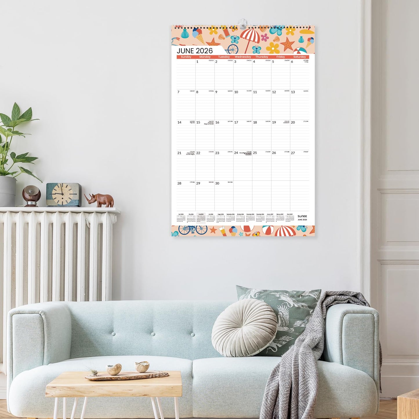 SUNEE 2026 Wall Calendar Large 22.75"x15.5", 21 Month Calendar (Ends December 2027), Vertical Extra Large, Seasons Color