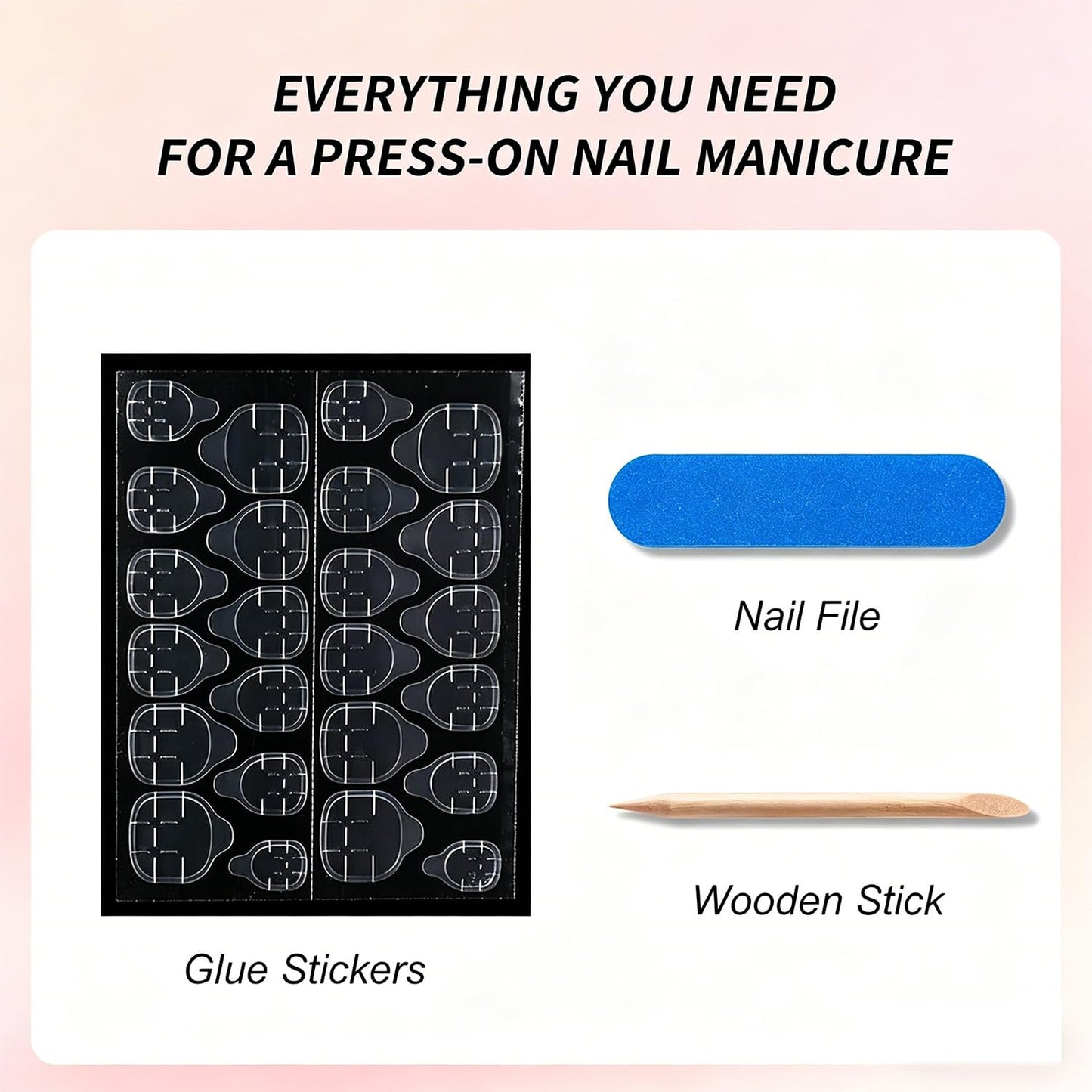 Summer Press on Nails Short Almond Fake Nails Press ons with Orange Design Blue Stripes False Nails CuteReusable Full Cover Stick on Nails for Women 12 Sizes-24 Pcs Nail Kit