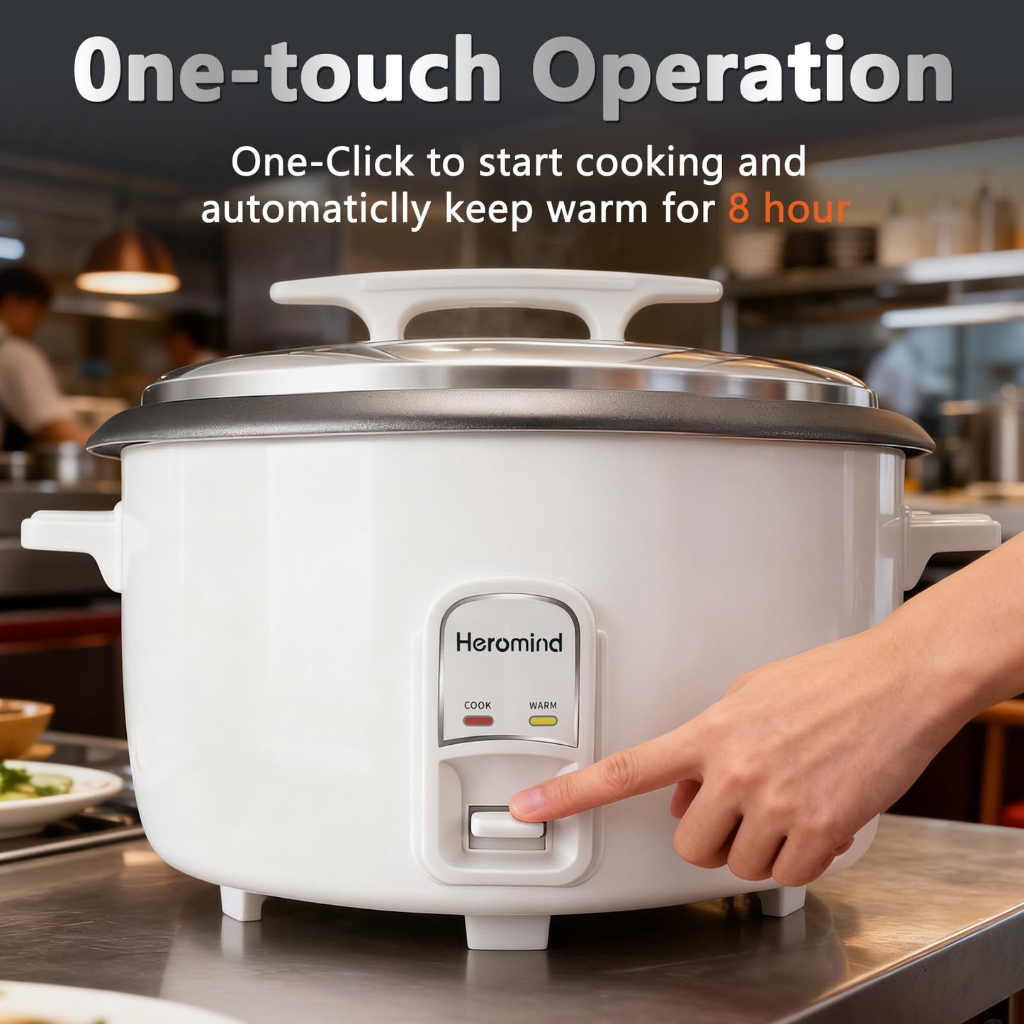 Heromind Commercial Rice Cooker, 90-Cup Rice Cooker, 16Qt Large Rice Cooker with Nonstick Inner Pot, Fast Cooking and Auto Keep Warm, with Rice Cup and Paddle, Easy to Clean, 1950W