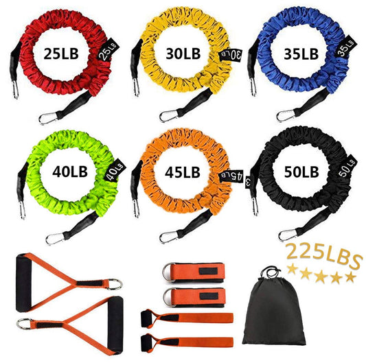 Sunsign Resistance Band with Handle, Exercise Bands with Handles, Ideal for Strength Training, Muscle Toning, Physical Therapy, 12 pcs, Orange