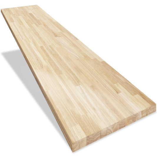 Howizz Butcher Block Countertop 8ft x 25 x 1.5 Inches, Unfinished Solid Hevea Wood Table Top, Wood Countertop for DIY Desk Top, Workbench Top, Kitchen Countertop