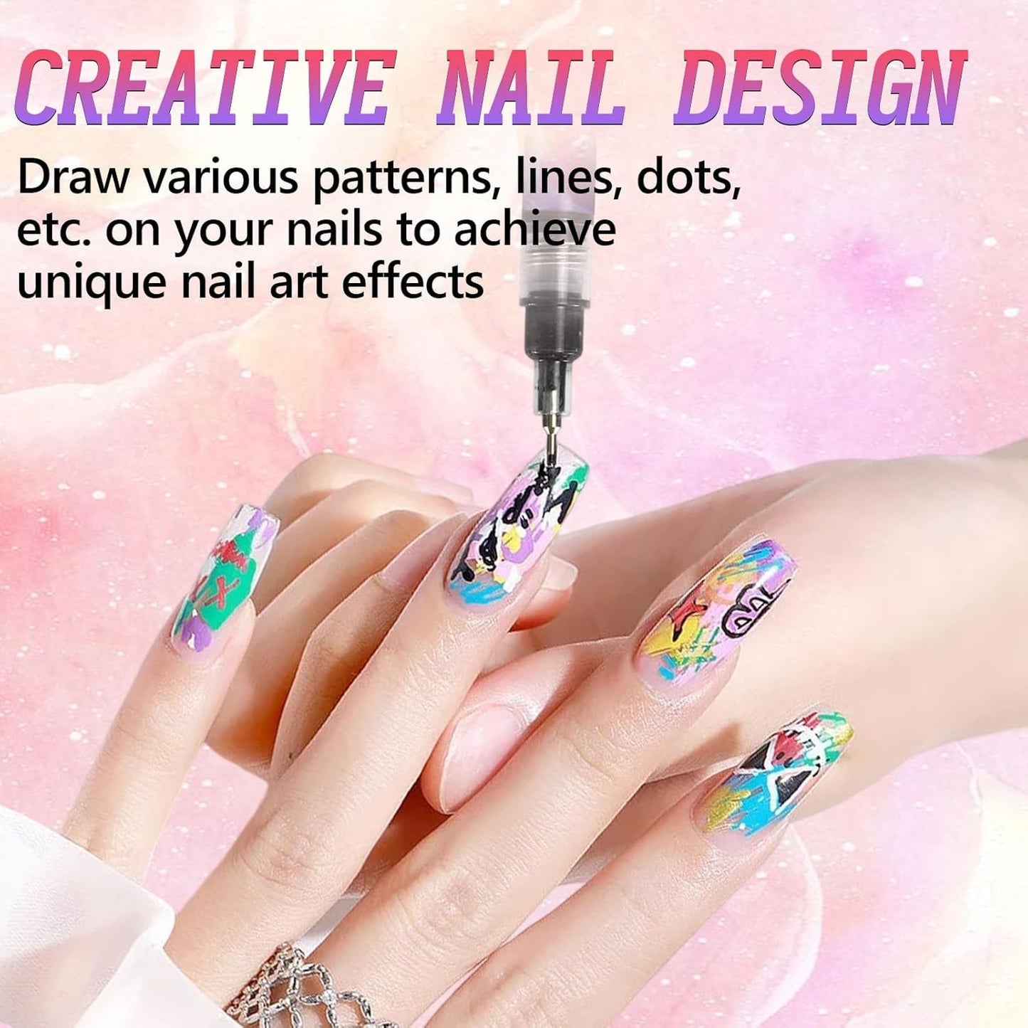 12 Color Nail Art Pens Set, 3D Quick Drying 0.5MM Nail Polish Pen,DIY Nail Beauty Decoration Nail tools,Nail art Mark Graffiti Pen,Nail Art Painted Pen Kit