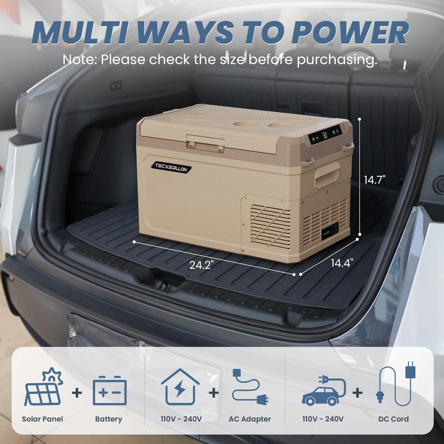 TECXERLLON 12V Refrigerator 30 Quart Portable Freezer, Electric Cooler for Vehicles Car Refrigerator 12V Portable Fridge for Car Camping Truck Van RV SUV Road Trip Travel