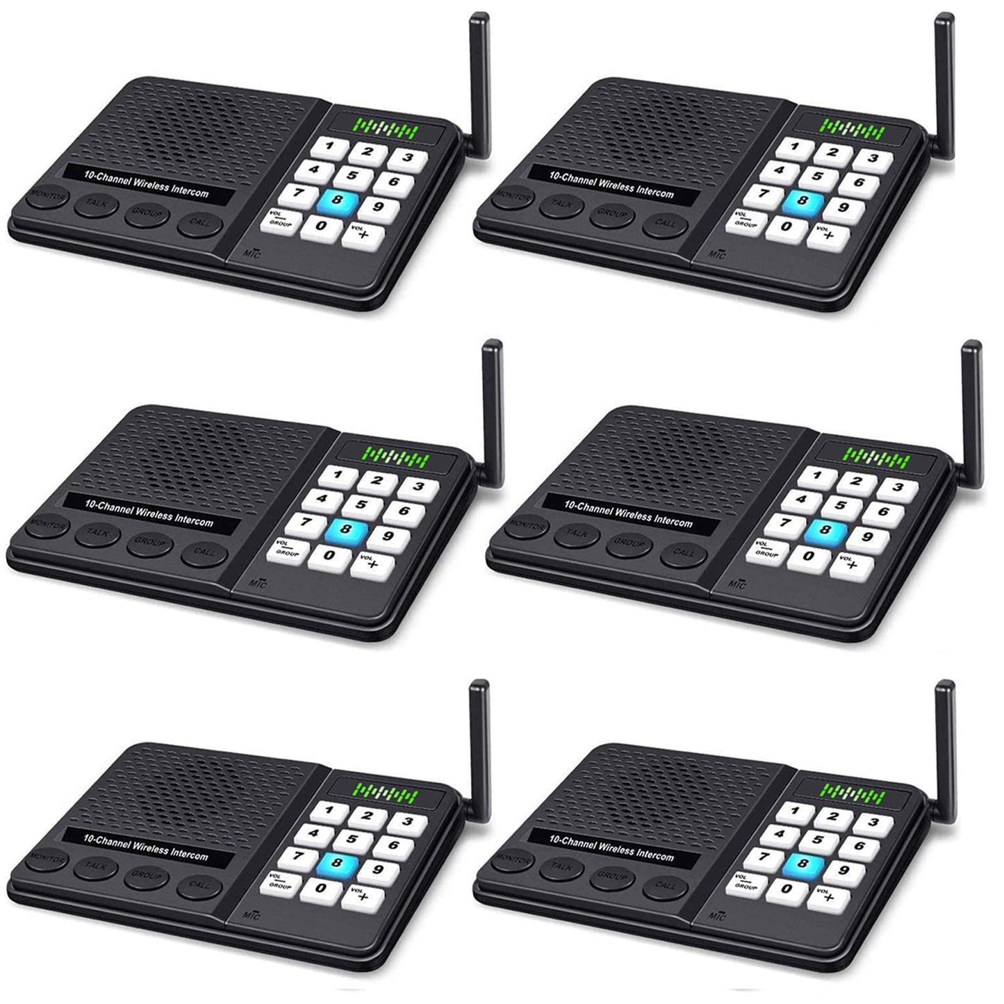 6 Pack Intercoms Wireless for Home - Room to Room Intercom System for House, Business, Office, Hotel - Long Range Home Communication System
