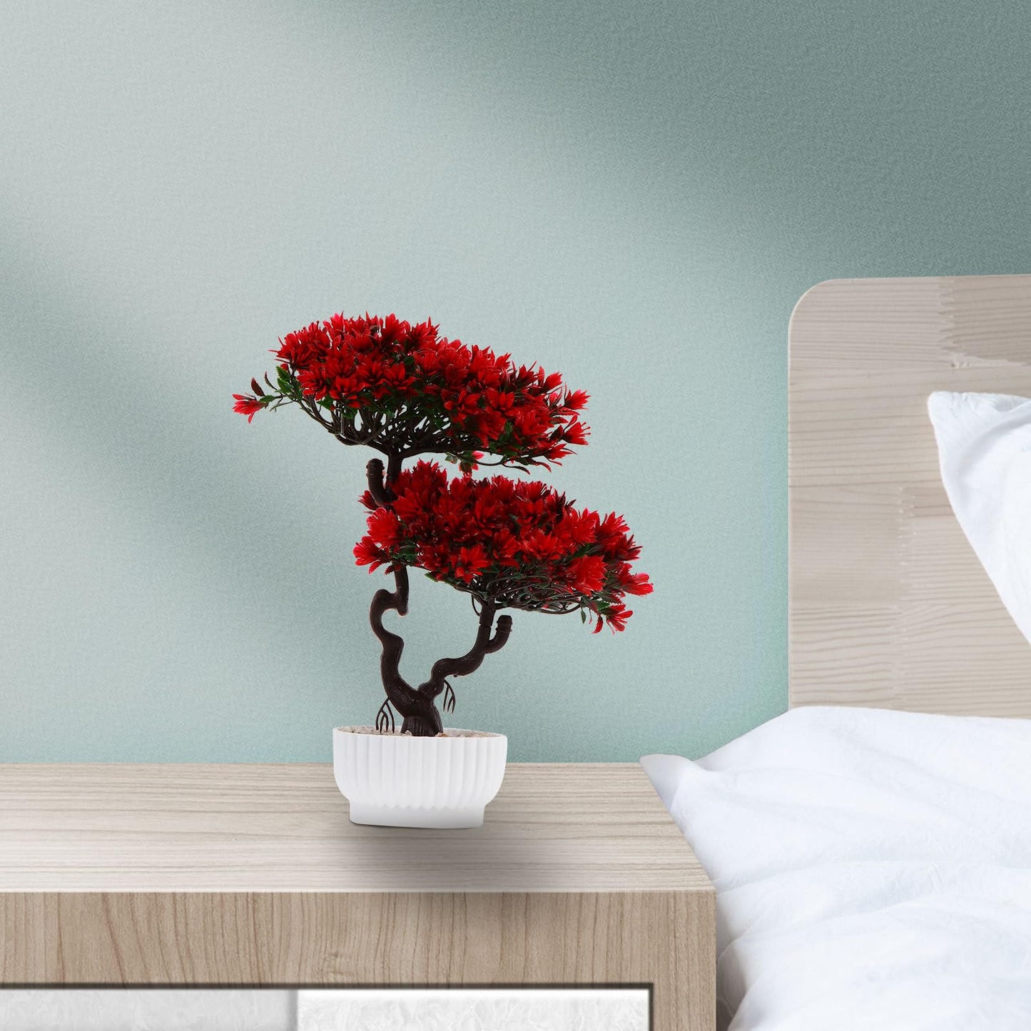 Healeved Artificial Bonsai Guest-Greeting Pine Tree Realistic Simulation Plant Decor for Home Office Easy Care Faux Potted Bonsai 10.62X10.62X12.20 Inches