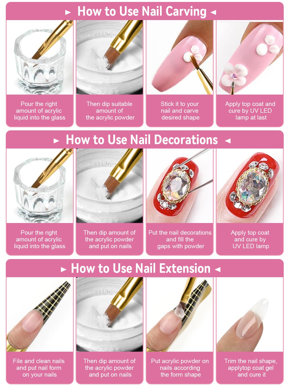 EBANKU Acrylic Nail Kit - 120g/4.23oz Acrylic Powder and 150ml Liquid Monomer Set With Brushes, Dappen Dish, Nail Primer Prep, 1 Set Drill Tools for Manicure, Nail Kit for Beginners