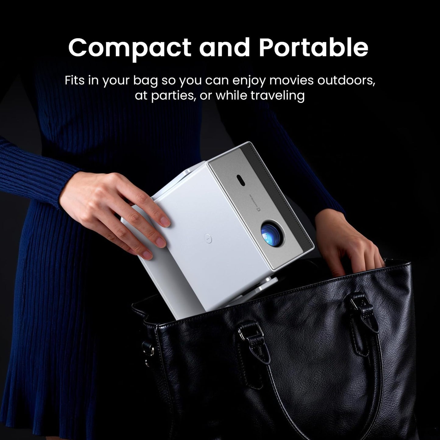 Mini Smart Projector, 1500 ANSI Portable Projector with WiFi and Bluetooth, HAPPRUN 4K Full HD Home Theater with 270° Stand, Dolby Sound, Built-in Apps,Compatible with Phone & PC, Indoor & Outdoor Use
