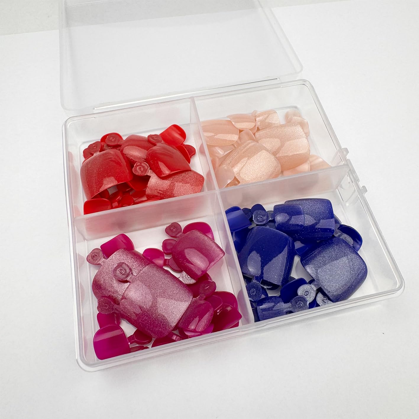 Cat Eye Press on Toenails for Women Press on Toe Nails Short Square Fake Toe Nails Blue White Red Purple Fake Toenails Glitter Reusable Full Cover Artificial Acrylic Toe Nails Manicure 96Pcs
