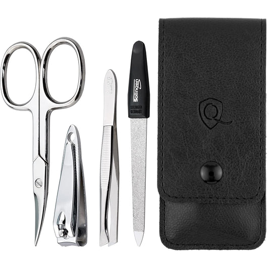 marQus manicure set 4-piece travel set with file from Solingen nail care set nail scissors set and nail set, Black