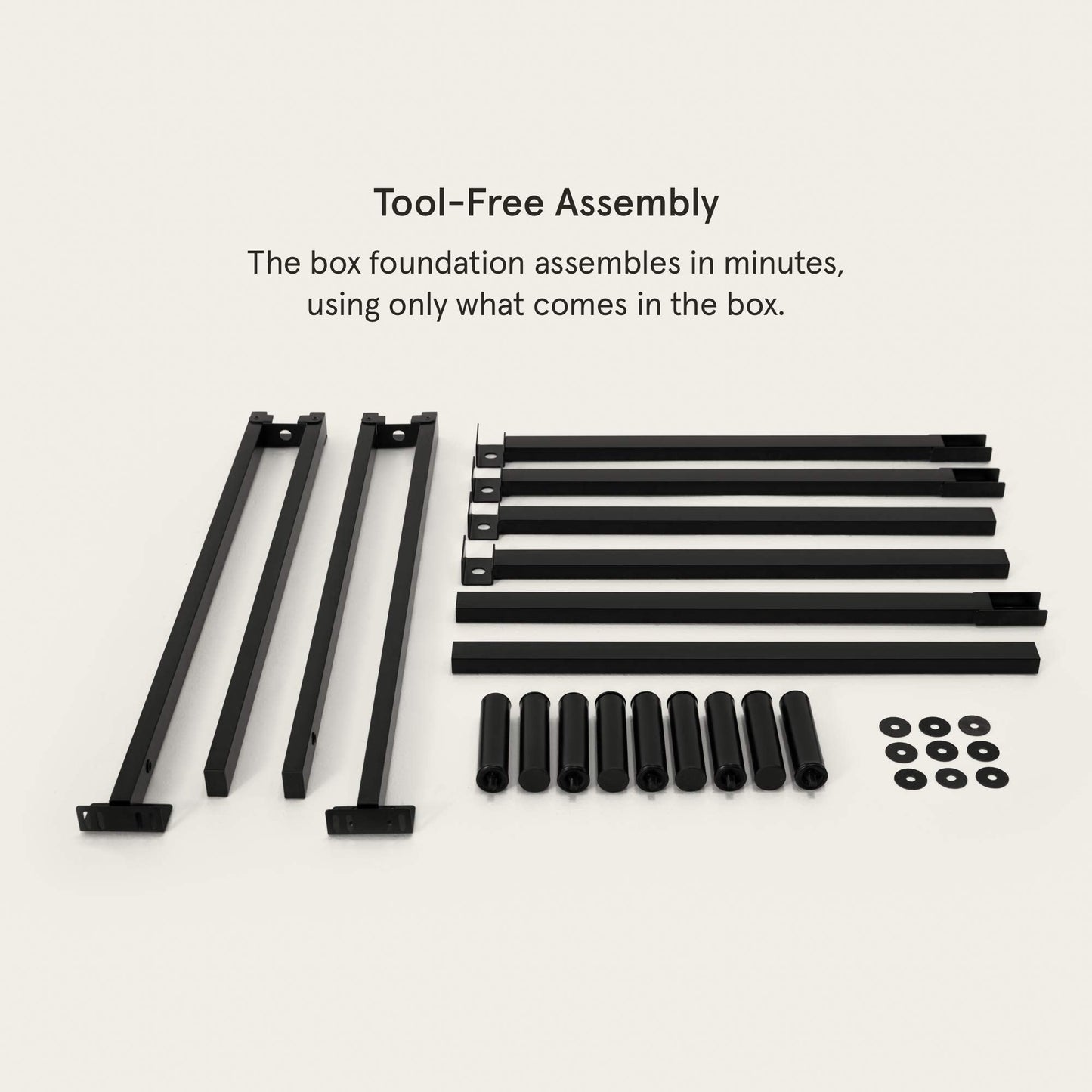 Tuft & Needle Metal Base Bed Frame for Queen Mattresses; Simple Tool-Less Assembly Durable Powder-Coated Black Steel; 5-Year Limited Warranty; GREENGUARD Gold Certified