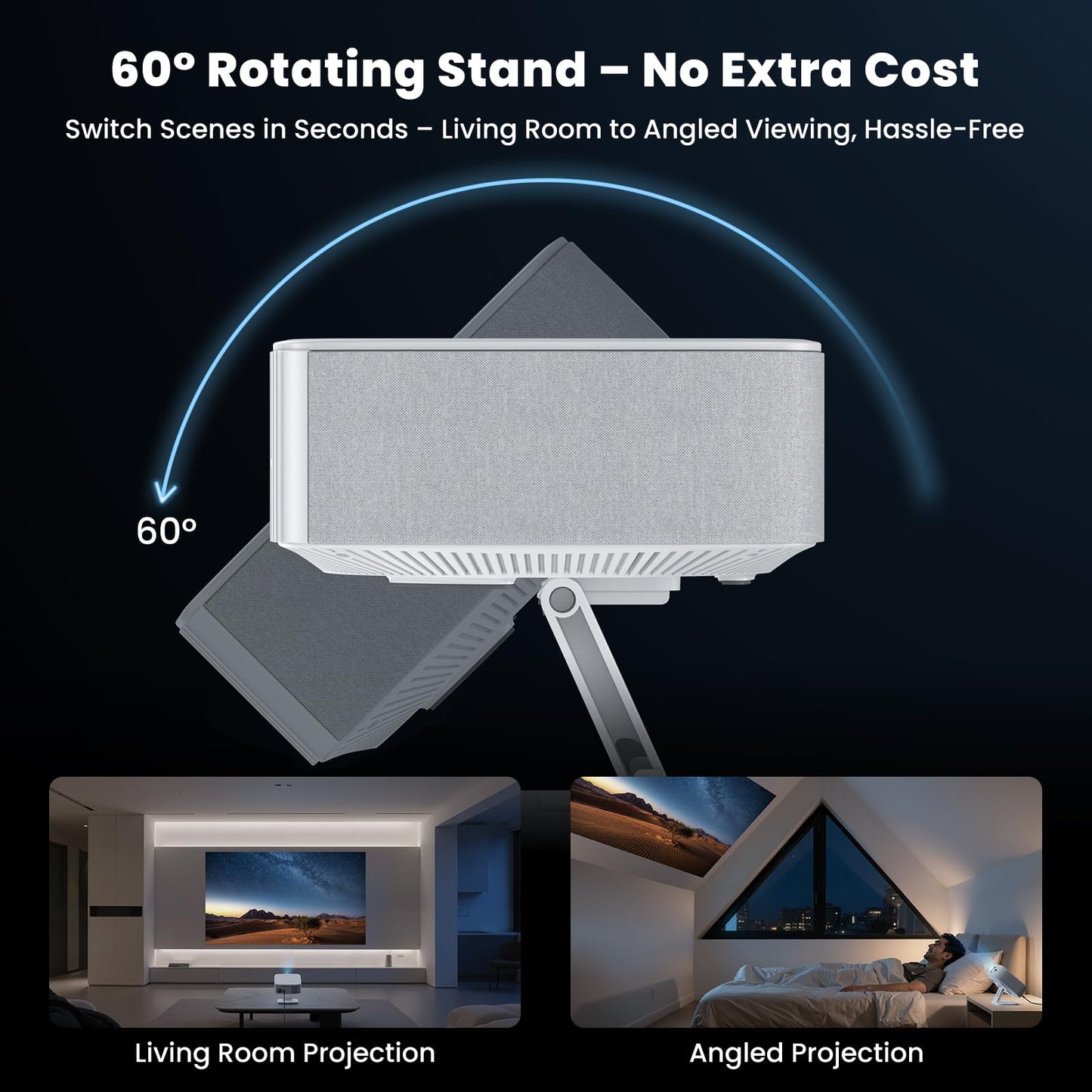 [1500 ANSI/Built-in APPs] Smart Projector with Wifi and Bluetooth: NICPOW 4K Outdoor Projector, Compatible with Netflix, Auto Focus & Keystone, Portable Proyector for Home & Outdoor Use, White