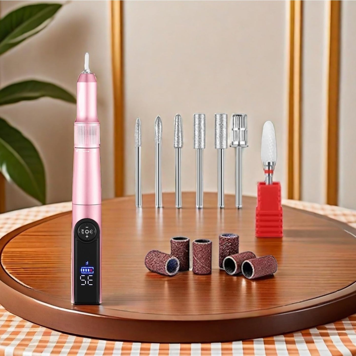 Cordless Electric Nail Drill 35000 RPM, 2 in 1 Professional Nail File Kit for Acrylic/Gel/Dip Powder Nails Removal, Rechargeable & Lightweight, for Manicure Pedicure at Home or Salon (Rose Gold)