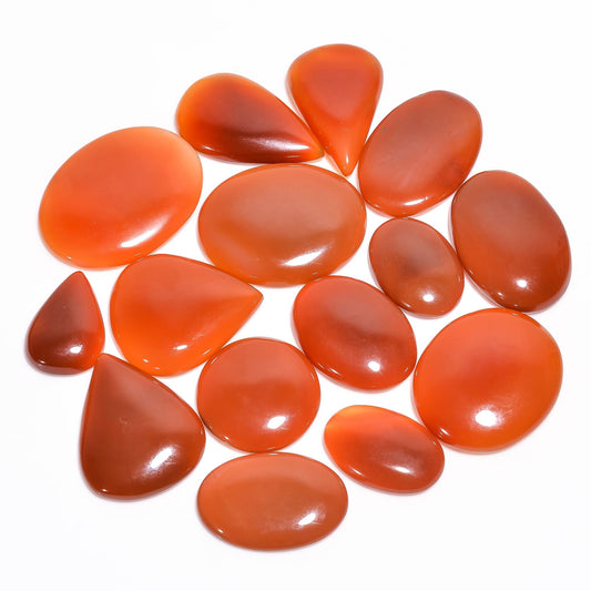 Natural Carnelian Gemstone- Healing Crystals for DIY Jewelry Making -Loose Natural Cabochon -Perfect for Crafting Unique Jewelry Designs (5 pcs, 25-35 mm)
