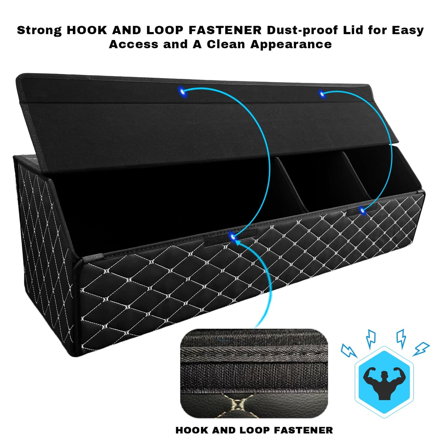 MAIBAOYUAN Car Trunk Organizer for LX 470/570 - Custom Fit, 4-Layer Cover, Large Space Outdoor Trunk Organizer with Leather, Hook and Loop Fastener Fix, All-Season Use