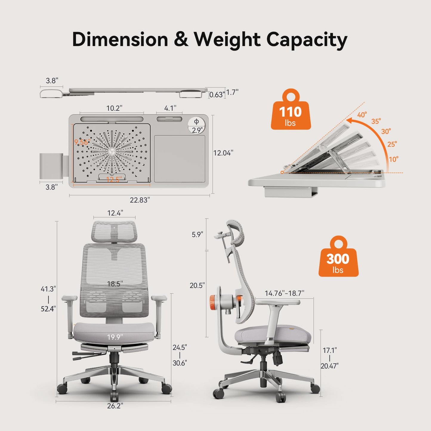 Newtral Ergonomic Office Chair with Footrest - Home Office Desk Chair with Adaptive Lumbar Support, 4D Armrest, Adjustable Seat Depth & Height