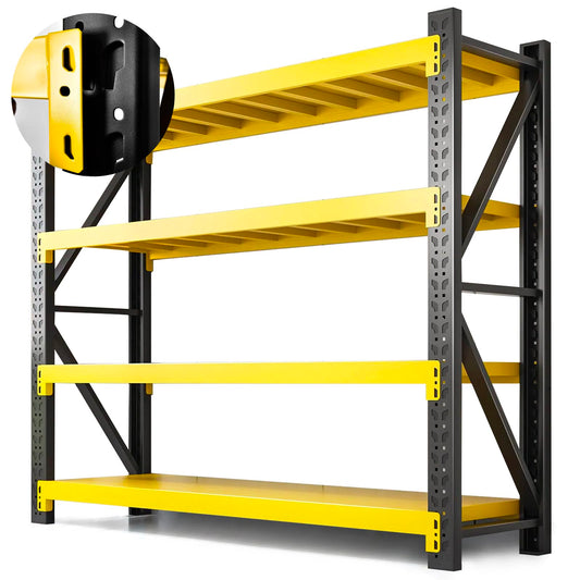 5000lbs Load Capacity,Heavy Duty 4-Tier Steel Shelving Unit, Adjustable Industrial Storage Rack for Garage Warehouse Workshop(Yellow and Black, W78.74*D23.62*H78.74)