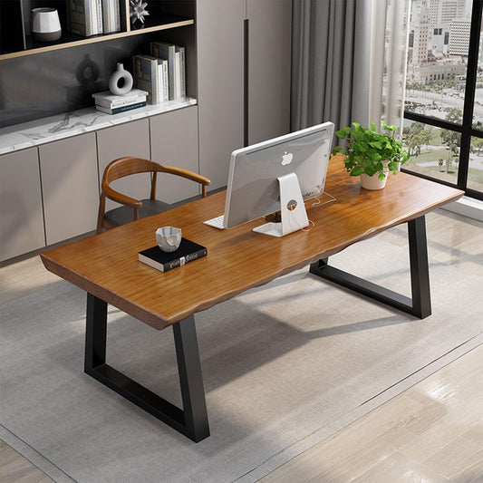 tiedingdingjiaju Modern Solid Wood Executive Desk – Spacious and Minimalist Home Office Workstation Perfect for Writing and Professional Use (Light Brown, 47in)