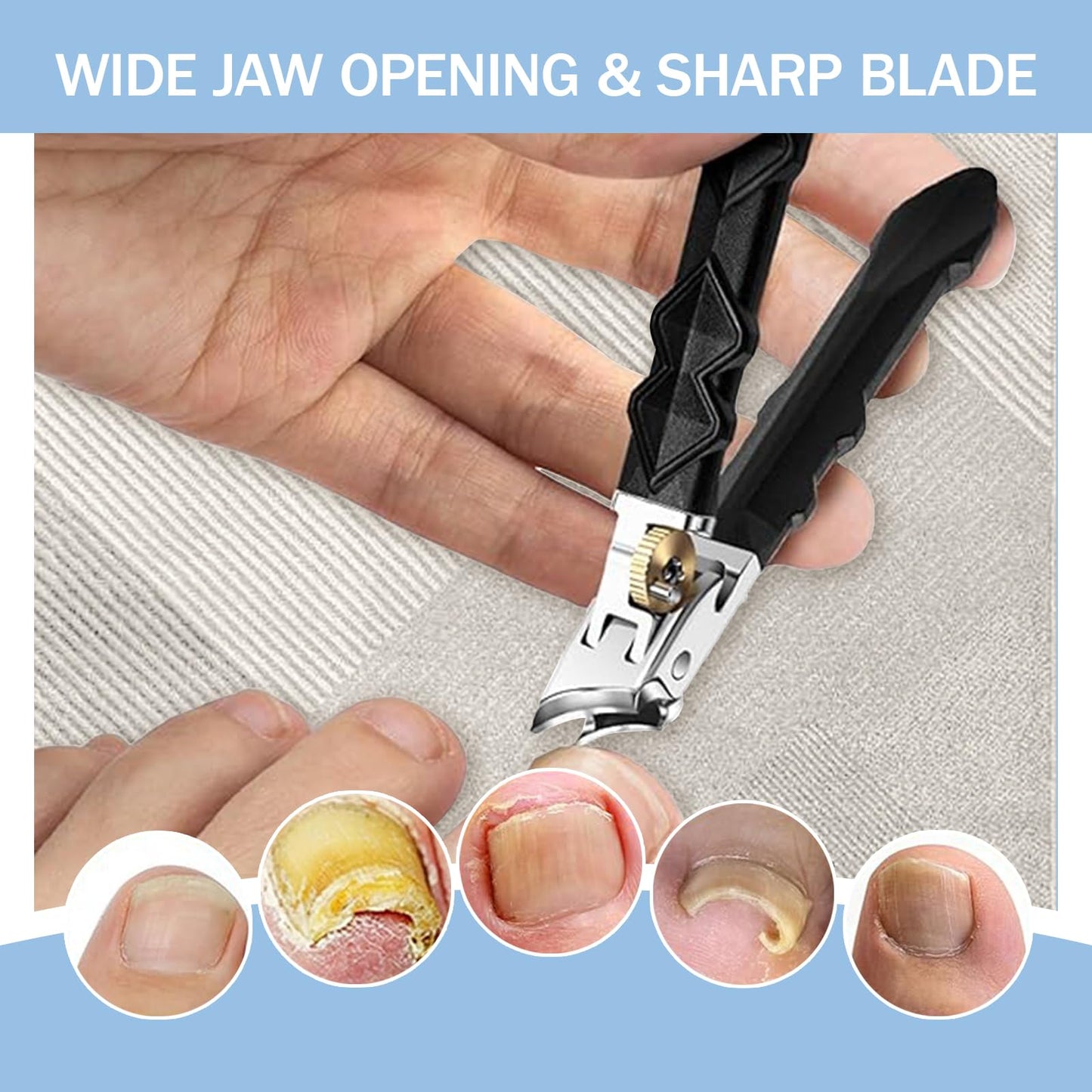 (1SET) 2025 New Orthoclip Toe Nail Clippers，New Ultra Sharp Stainless Steel Wide Jaw Opening Anti-Splash Slanted Nail Clippers of Oblique and Flat Mouth,Thick Nails, Fingernails & Toenails