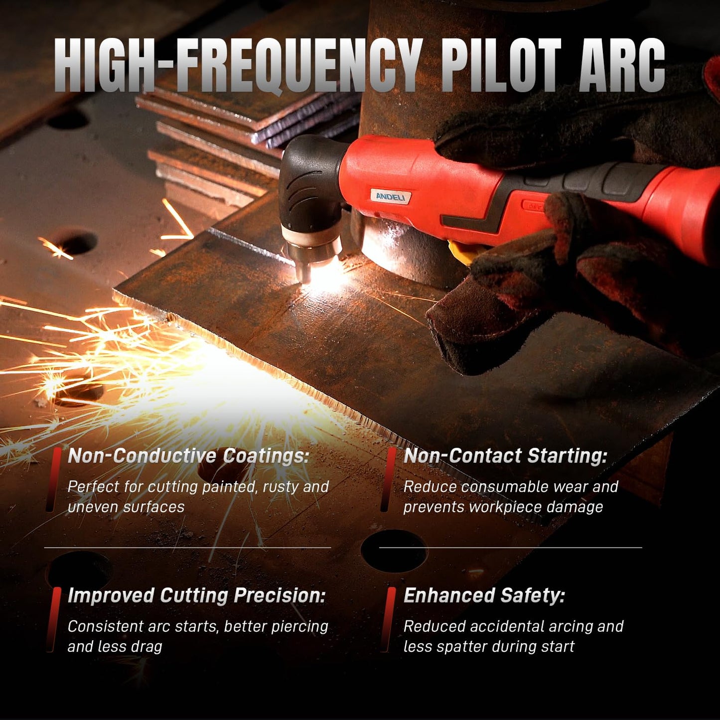 ANDELI Plasma Cutter,50A Heavy Duty Non-Touch Pilot Arc，3/4''Maximum Cut 110/220V，Upgraded LED Display，Exclusive ECO Mode，Expanded Plate Cutting,Rust Removal,PT/2T/4T