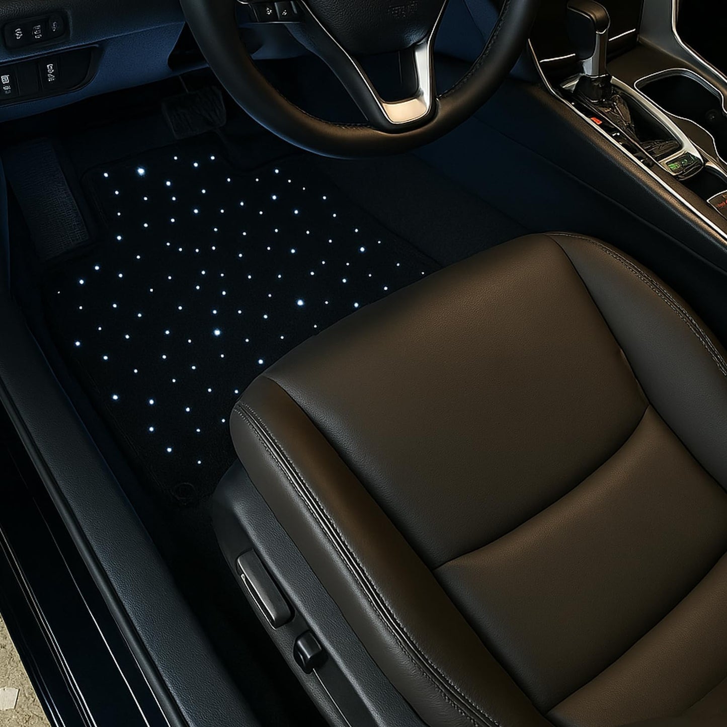 Starlight LED Car Floor Mats with Wireless Ambient Lighting – Waterproof Universal Fit Car Floor Mats with Lights for Cars, SUVs & Trucks – App & Remote Control RGB Fiber Optic, Anti-Slip Design