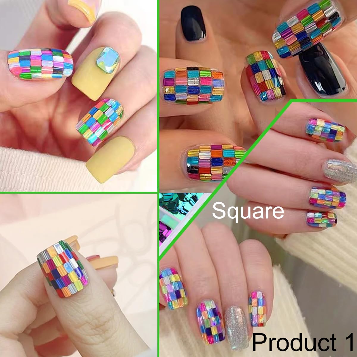 UARUOGP 3 Boxes 36 Grids Holographic Nail Art Sequins Mermaid Hexagon Round Square Nail Glitter Decoration,DIY Chunky Holographic Supplies 3D Laser Flakes Sparkly Acrylic