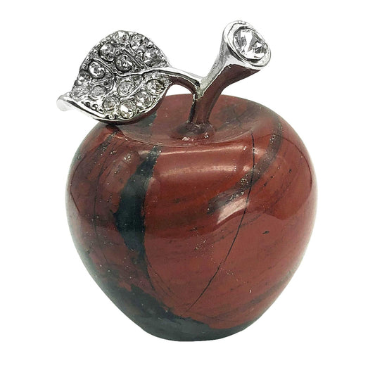 Fekuar Neyisaa Africa Bloodstone Crystal Apple Decor, Healing Crystals Pocket Stone Fruit Figurine Craft Home Decoration 30mm