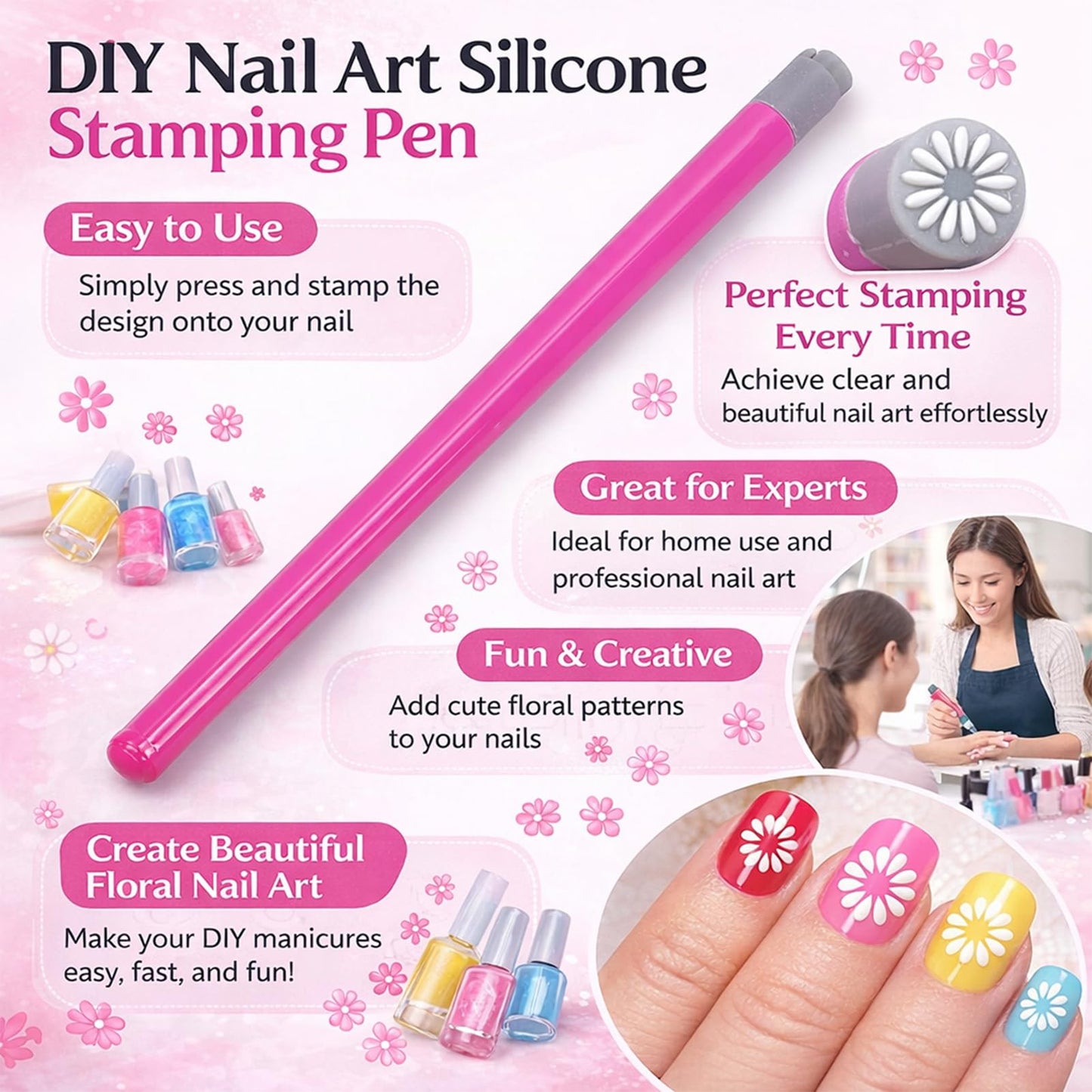 Denash 30 Pcs Nail Stamp Pens, Nail Art Pens with Diverse Patterns, Different Patterns Nails Transfer Pen for DIY Nail Art Home Salon Party Wedding Use