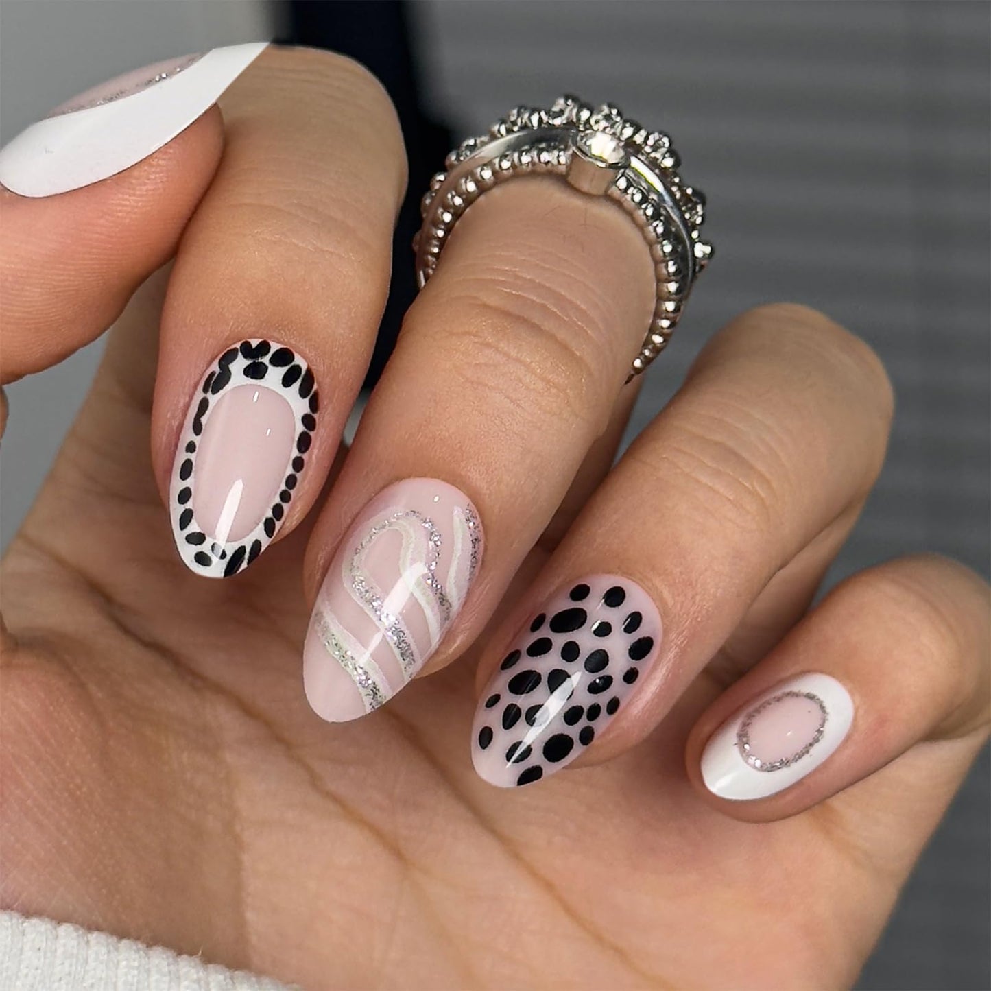 CurvLife Press On Nails Medium – 30Pcs Soft Gel Almond Fake Nails, Nude Neutral Design, Reusable Glue On Nails Kit with Adhesive Tabs, Natural Fit, Salon-Quality for Women & Girls