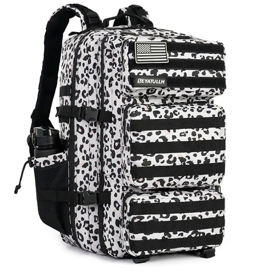 SEYATULLH Military Tactical Backpack 55L for Men & Women Bug Out Bag Assault pack Molle Daypack Hiking Trekking Rucksack (Leopard print color)