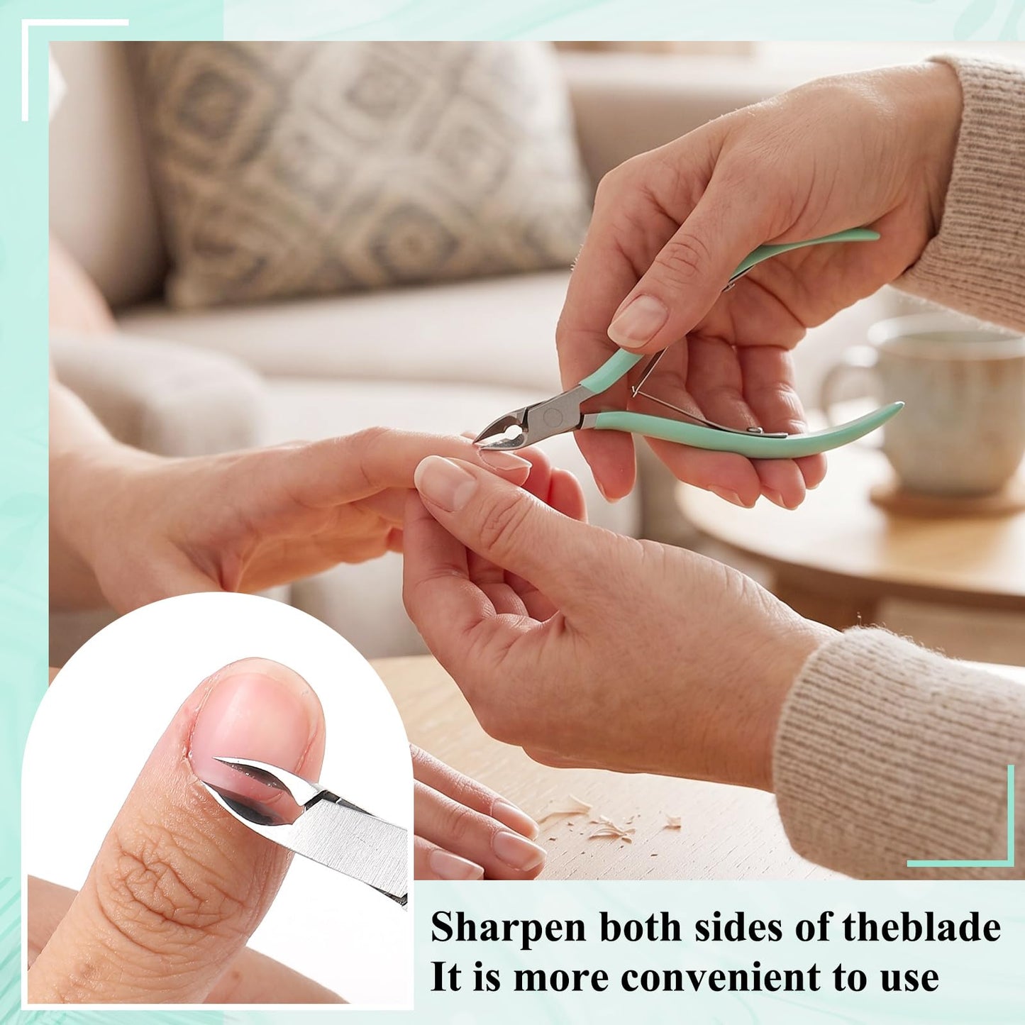Lothee 10 Pack Cuticle Trimmer with Pusher 200 Self Sealing Sterilization Pouches, Professional Stainless Steel Cuticle Nipper Remover Cutter Manicure Tool Kit for Home Salon Nail Care(Mint Green)