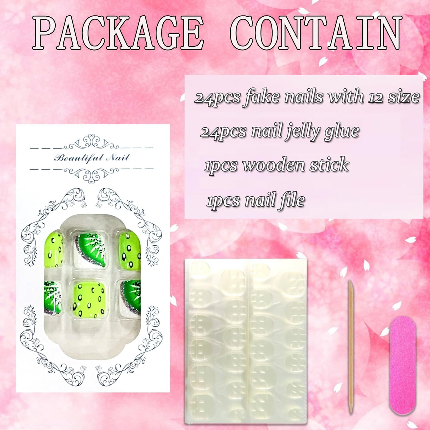 FIEONCIY Press on Toenails with Designs Acrylic Fake Nails for Toe Artificial False Nails with Charms Glue on Toe Nails for Spring Summer Stick on Toenails for Women Girls(JY103)