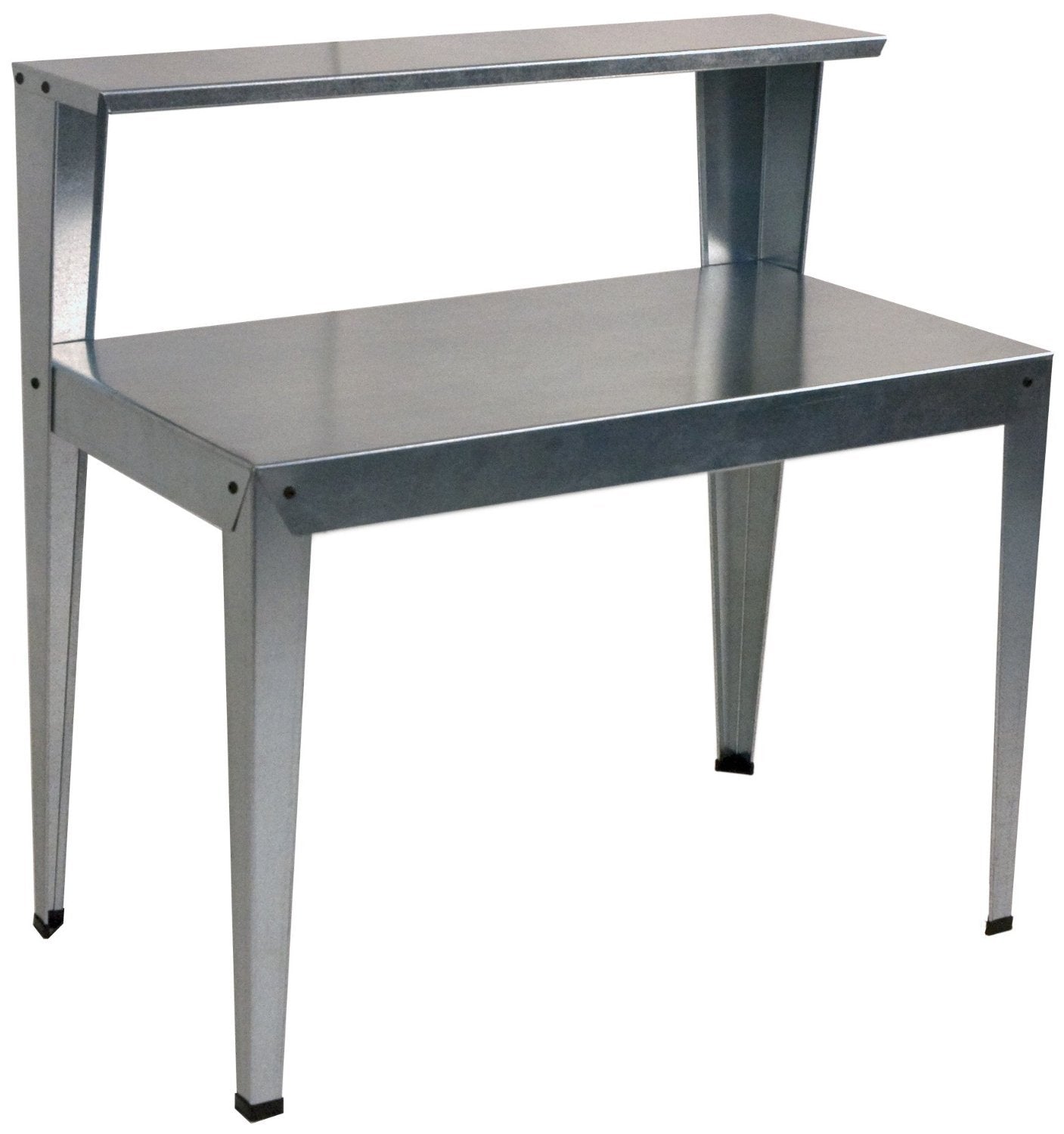 Poly-Tex 2-Tier Workbench Steel Greenhouse Potting and Nursery Work Table Shelf for Garage, Garden, and Green Houses, Shelves for Plants and Equipment (Silver)