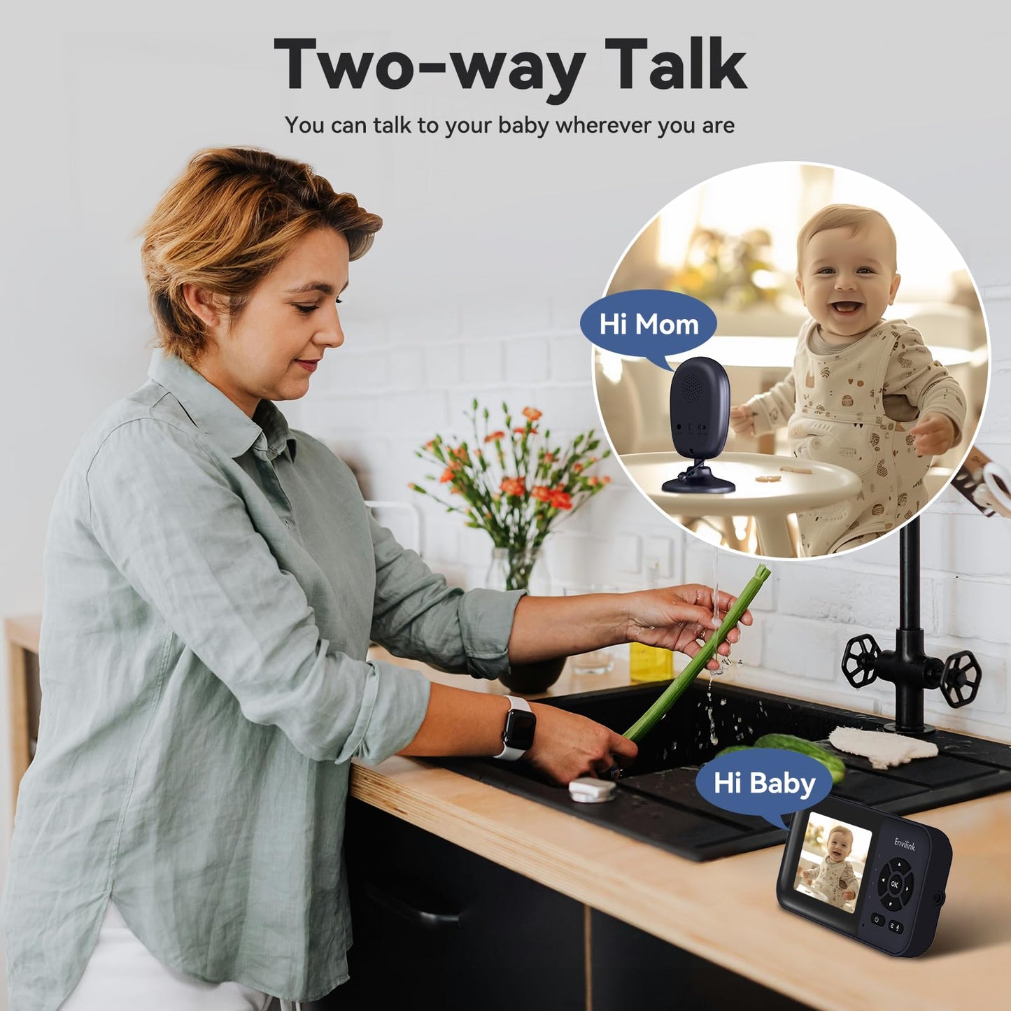 Envilink Smart Video Baby Monitor,2.8inch Display,1080p Camera,1500ft Long Range,WiFi On/Off Switch,Night Vision,Feeding Clock,Temperature Detection,2-Way Talk,Free Smart Phone App