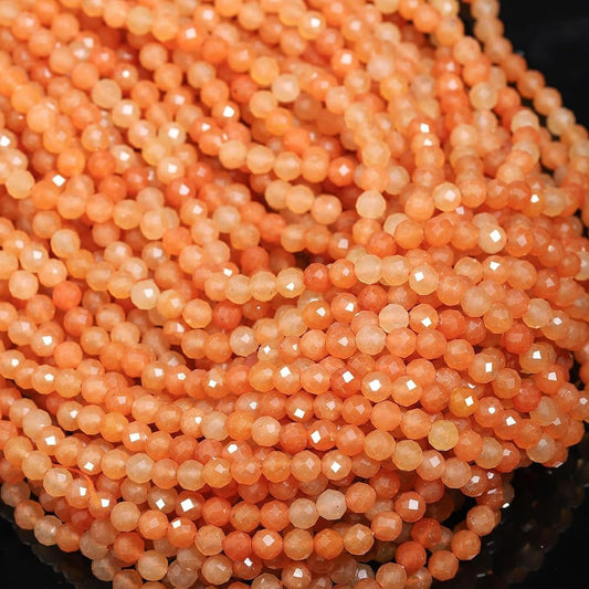 Song Xi 120pcs 3mm Natural Red Aventurine Gemstone Beads Faceted Round Loose Stone Beads for Jewelry Making (1 Strand)