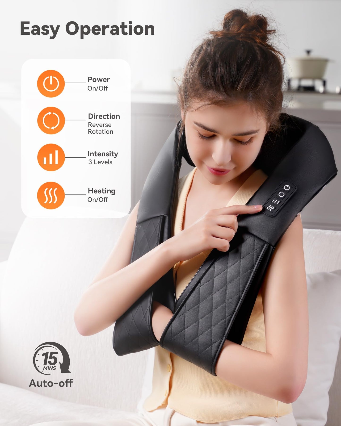 COPYJOY Shiatsu Neck and Back Massager, Corded Electric Neck Massager with Heat for Pain Relief Deep Tissue 4D Kneading Shoulder Massager Pillow for Whole Body Relaxation, Gifts for Mom Dad Women Men