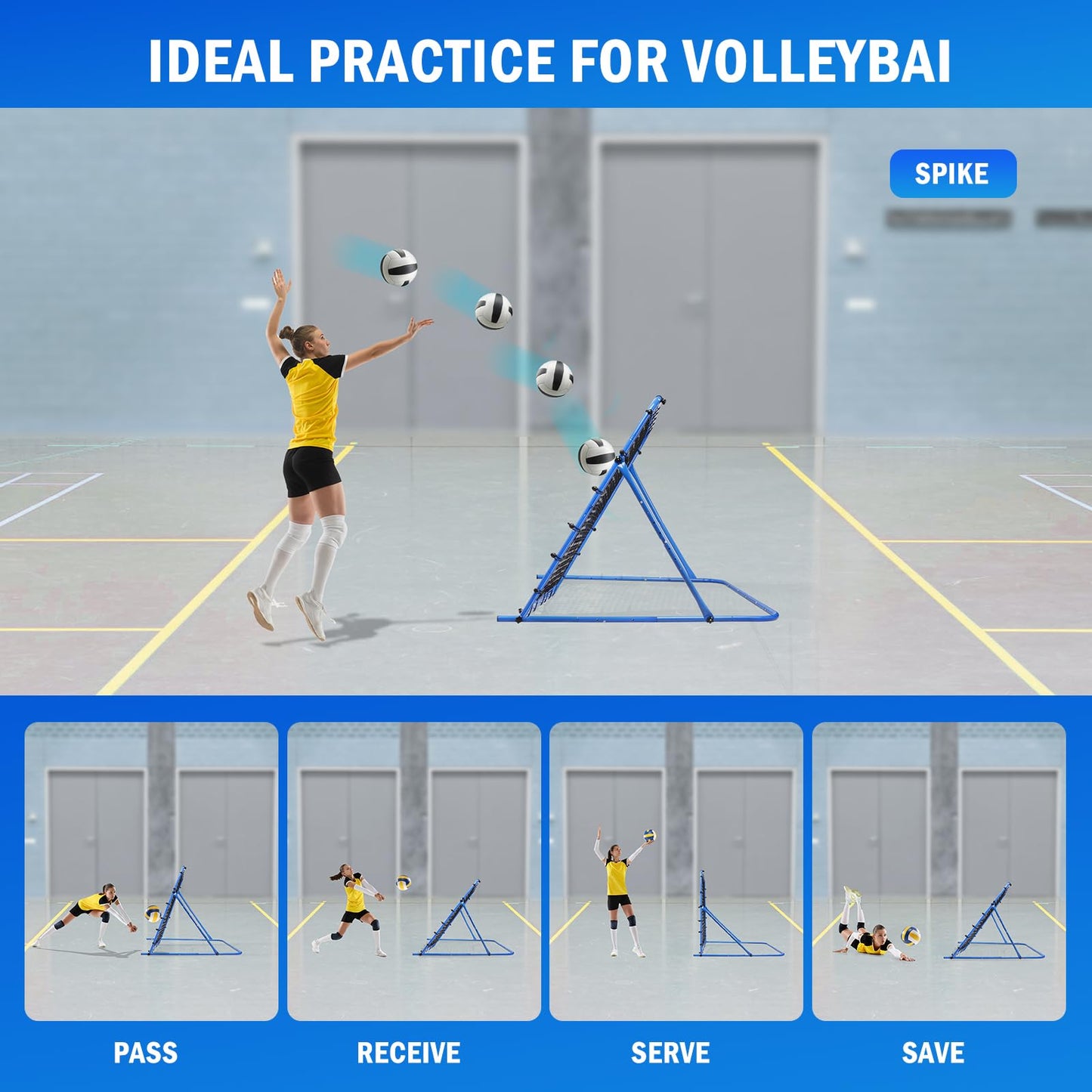 4x4FT Soccer Baseball Rebounder Net, Volleyball Softball Rebound PitchBack Net Quick-Switch Angle Soccer Training for Control, Passing Practice, Lacrosse Bounce Back Rebounder Gifts Trainer Equipment