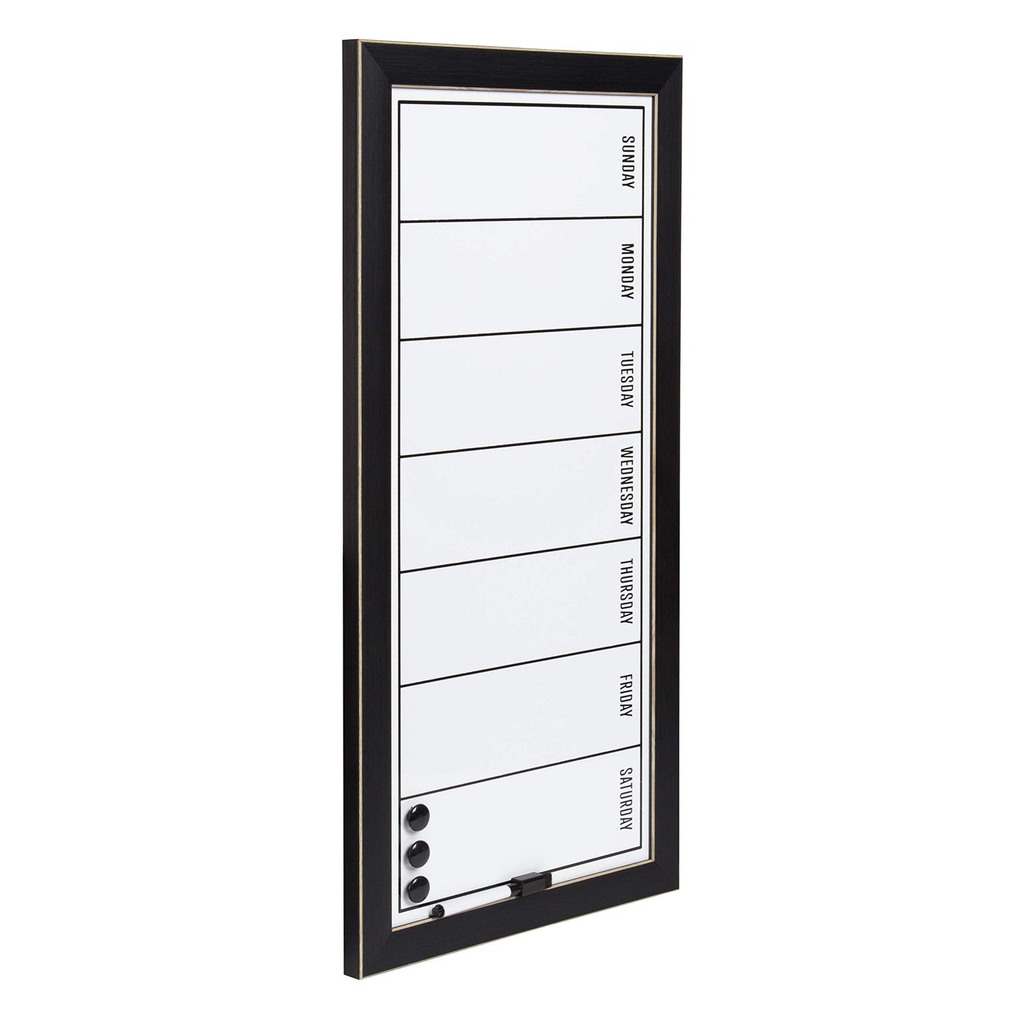 DesignOvation Wyeth Framed Magnetic Dry Erase Weekly Calendar, Black