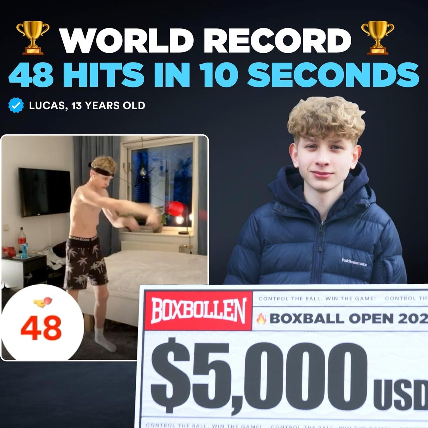 Boxbollen® Boxing Reflex Ball - Celebrity-Endorsed Home Workout Game - App-Connected Punch Counter - Hand Eye Coordination Training Ball - Christmas Gift for Boxers, All Ages - Stocking Stuffer Black