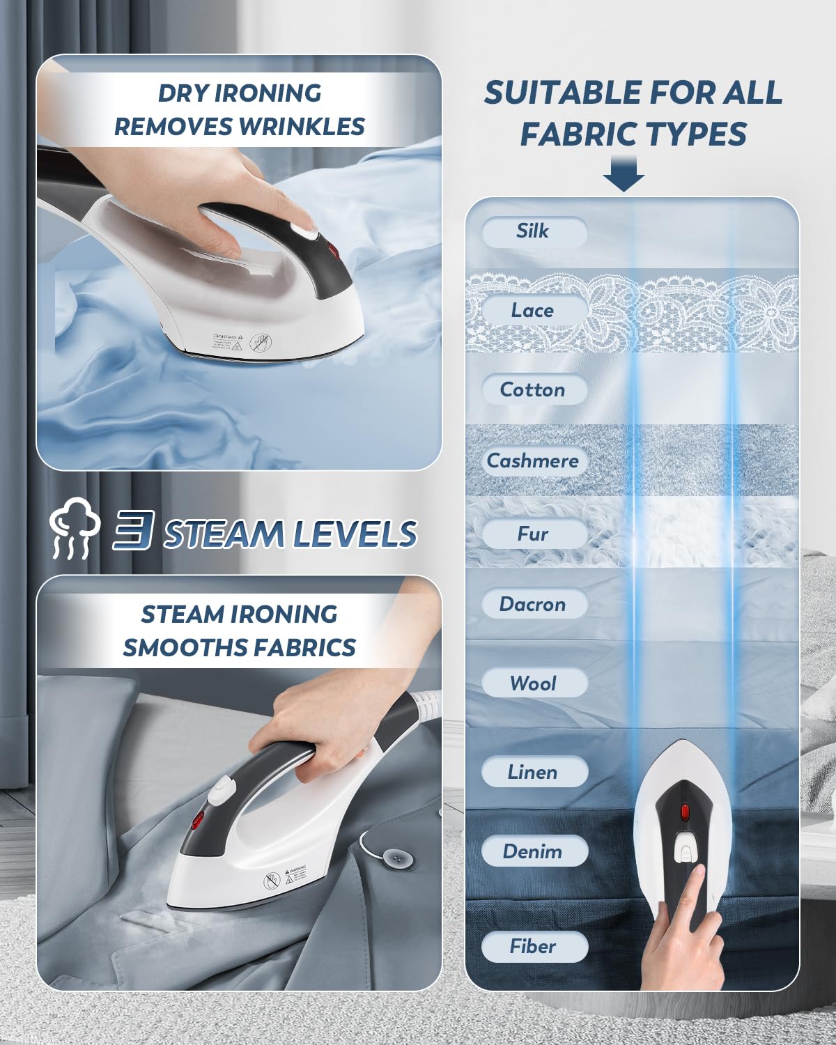 Hapyvergo Standing Garment Steamer, 1500W Upgraded Steamer for Clothes Rapid Heats in 25s for 1 Hour Steam, 1.6L Water Tank, Self-Cleaning, Dual-Protection Tech, Ironing Board, Hanger, Gloves